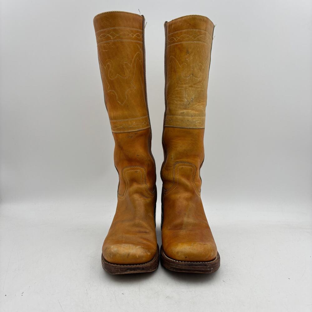 Vintage 70s Frye Black Label Campus 16" Leather Cowboy Western Boots Women's 8B - Picture 2 of 16
